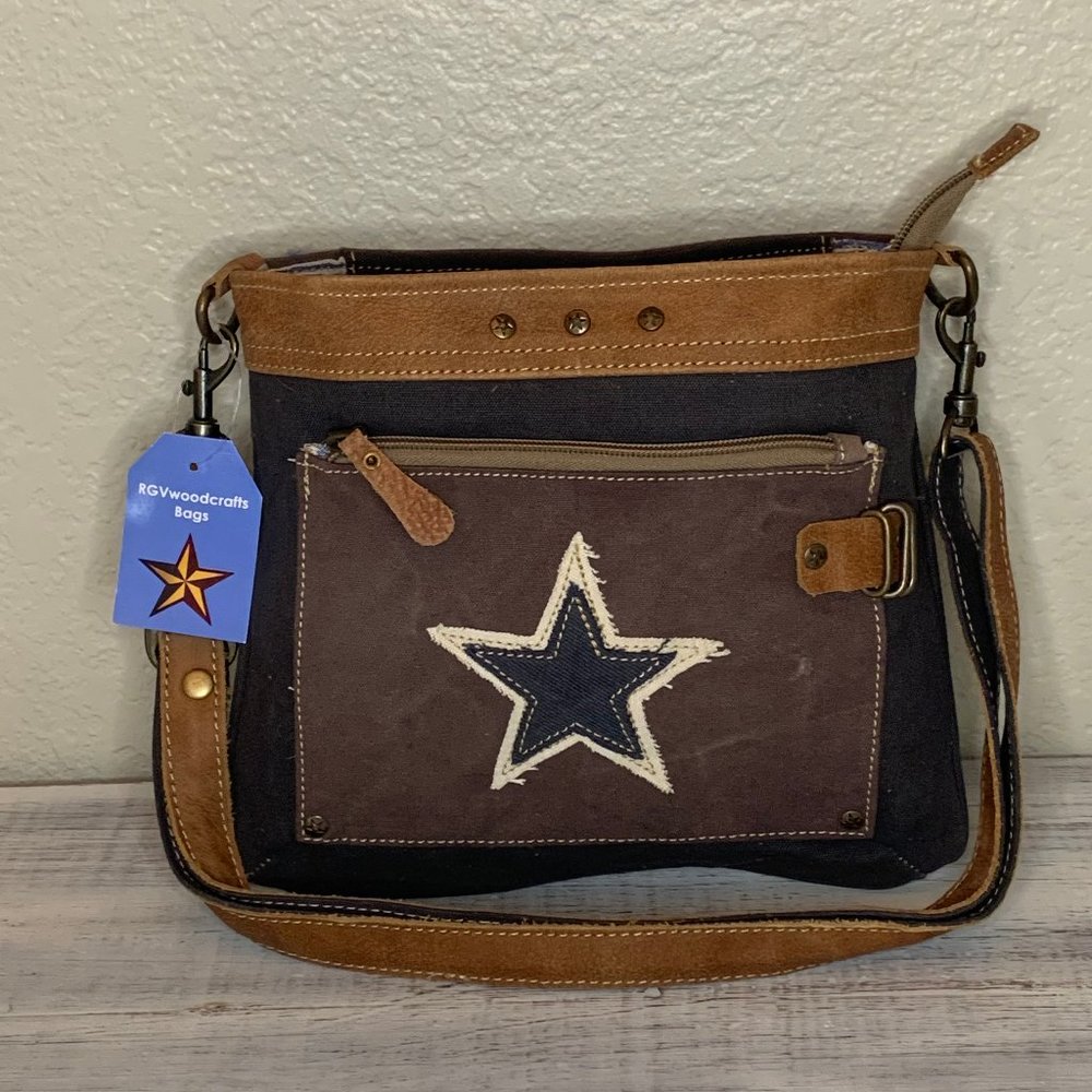 NWT Upcycled Canvas Double Star Bag